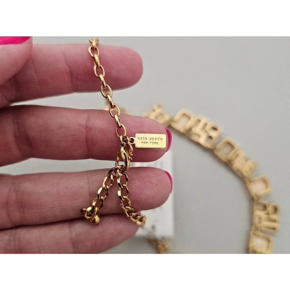 Kate Spade Necklace Earring Set Emerald Cut Blush Neapolitan Bib Statement NEW ~